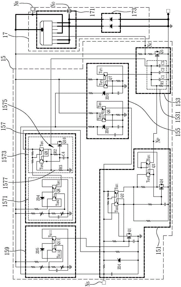 Front controller of vehicle starting circuit and working method thereof