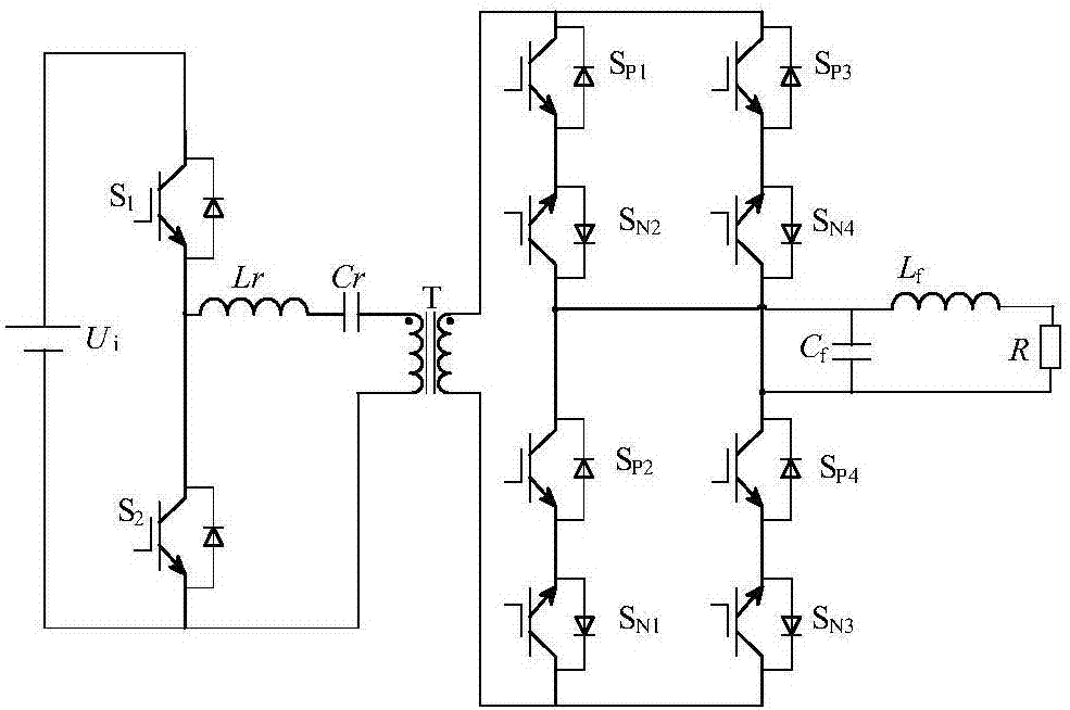 LC series resonance high frequency chain matrix type half-bridge inverter topology and modulation method