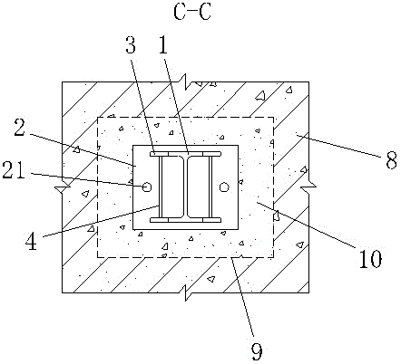 Flange extension type column foot for a narrow flange steel column and construction technology of column foot