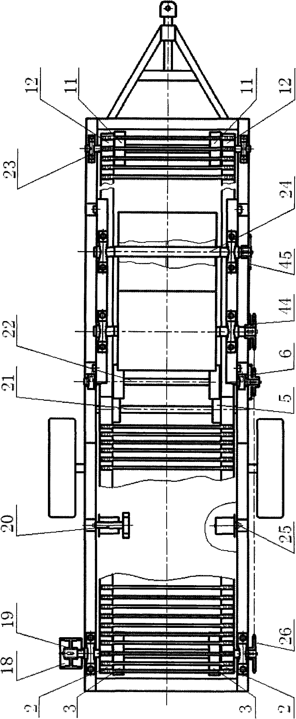 Corn rootstalk soil removal machine