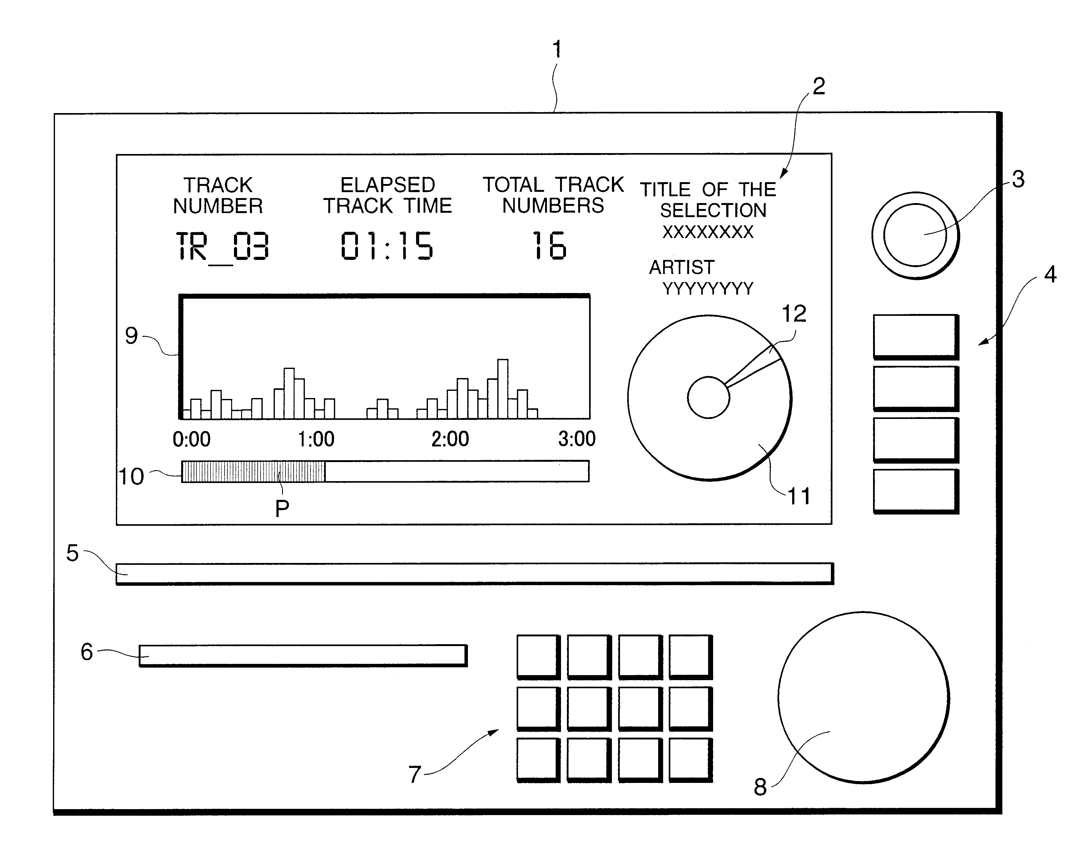 Playback apparatus for displaying angular position based on remainder corresponding to elapsed time