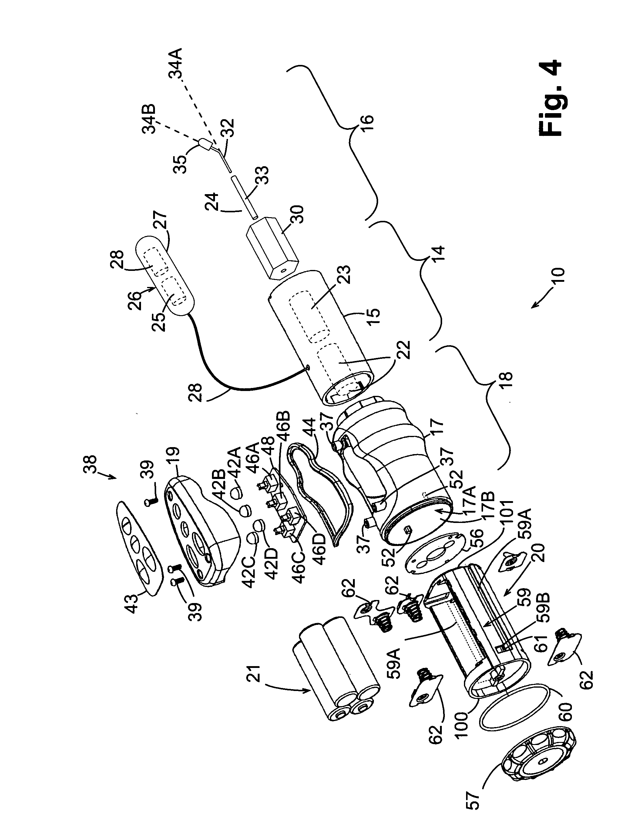 Waterproof massage device with removable battery compartment