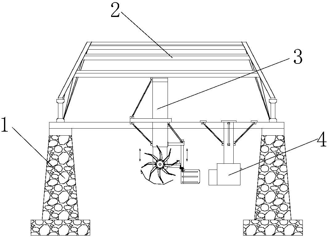 Suspension type water wheel low water head tail water power generation system