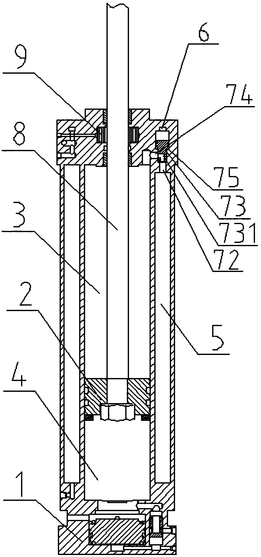 A rapid air intake system for the lifting cylinder of the impact test bench