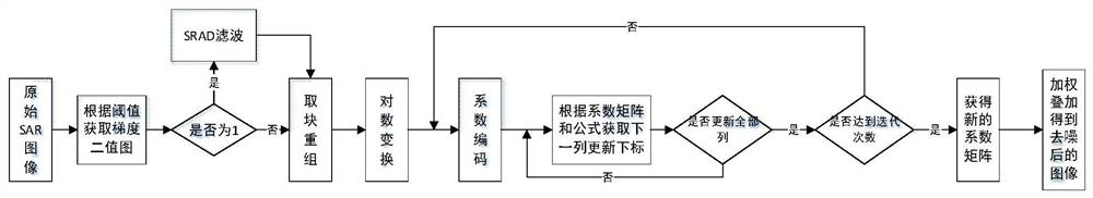 SAR image speckle reduction method based on anisotropy and dictionary learning