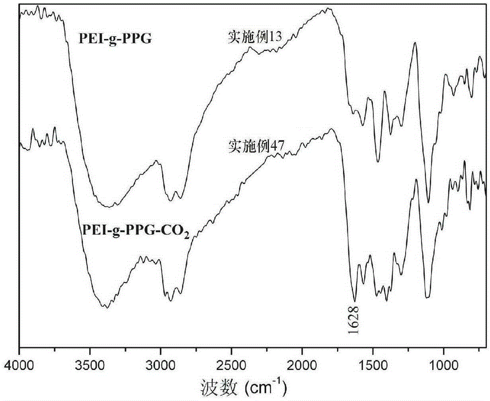 Hydrophobic modified polyethyleneimine blowing agent capable of releasing carbon dioxide, preparation method and application thereof