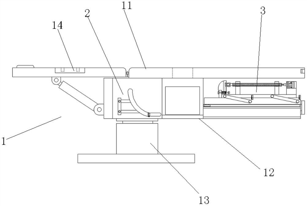 An operation bed for cesarean delivery which is convenient for anesthesia position placement