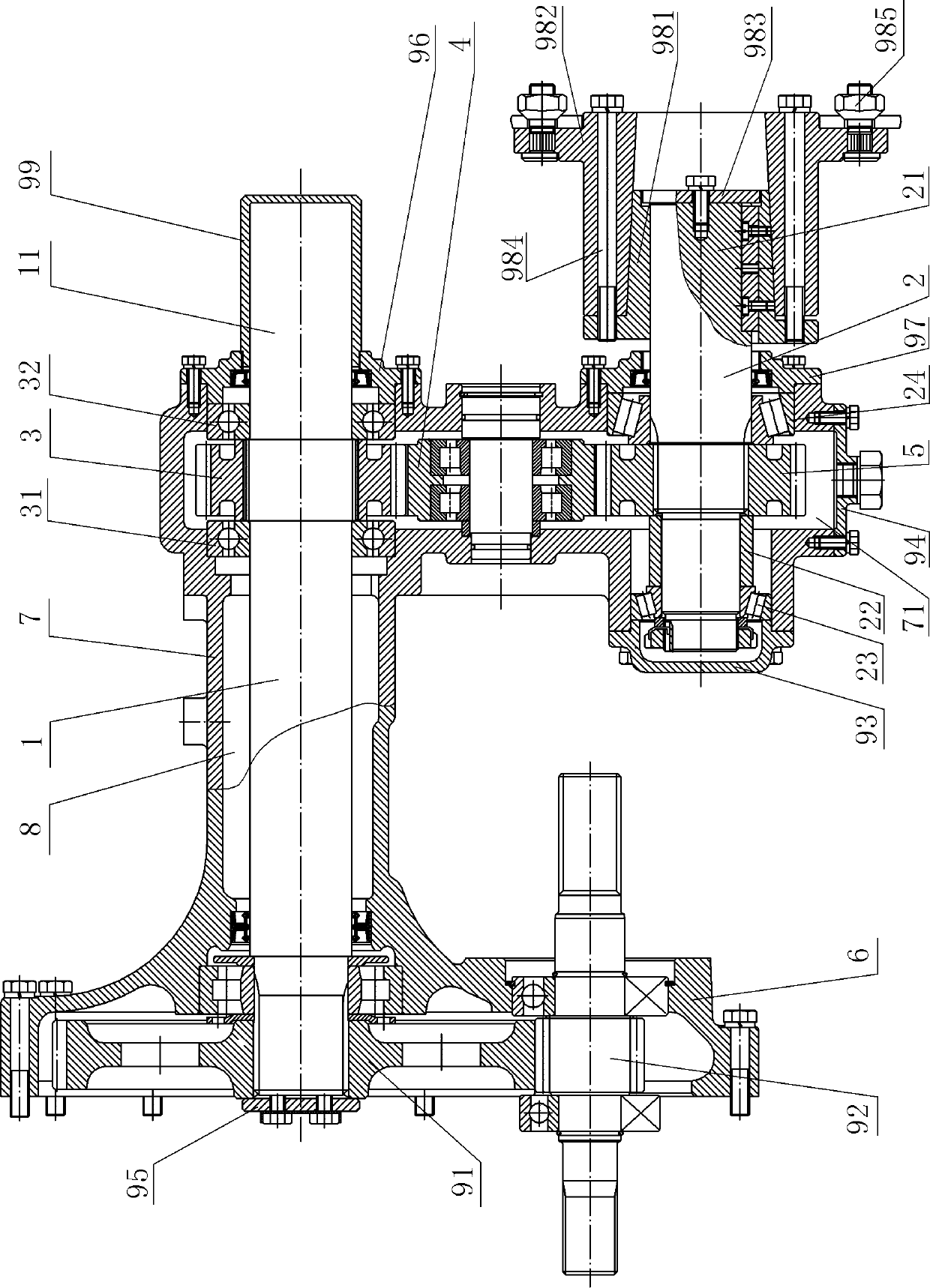 Ground-clearance-adjustable tractor transmission system