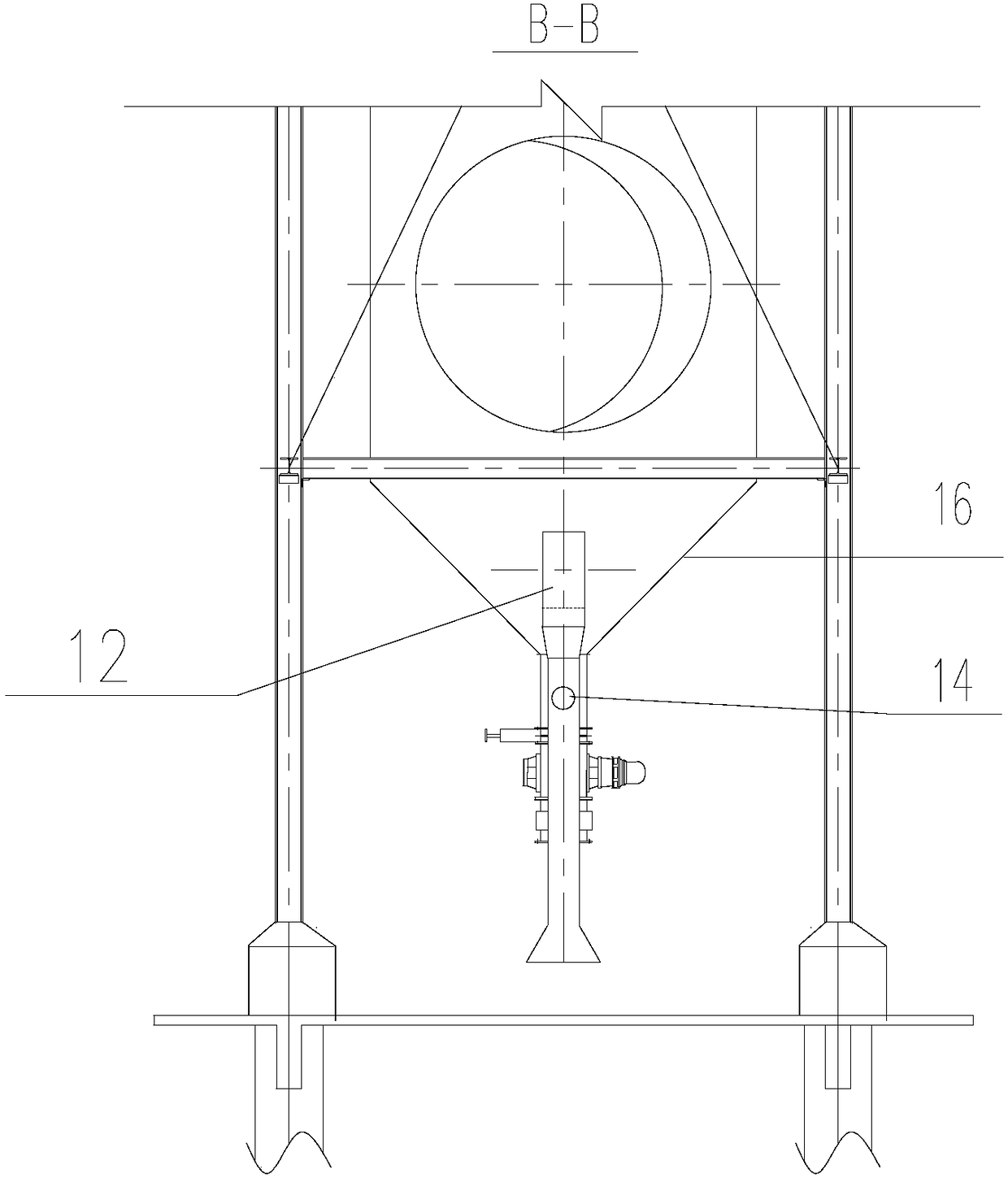 A device and method for ash hopper material level monitoring and emergency ash unloading for preventing ash accumulation