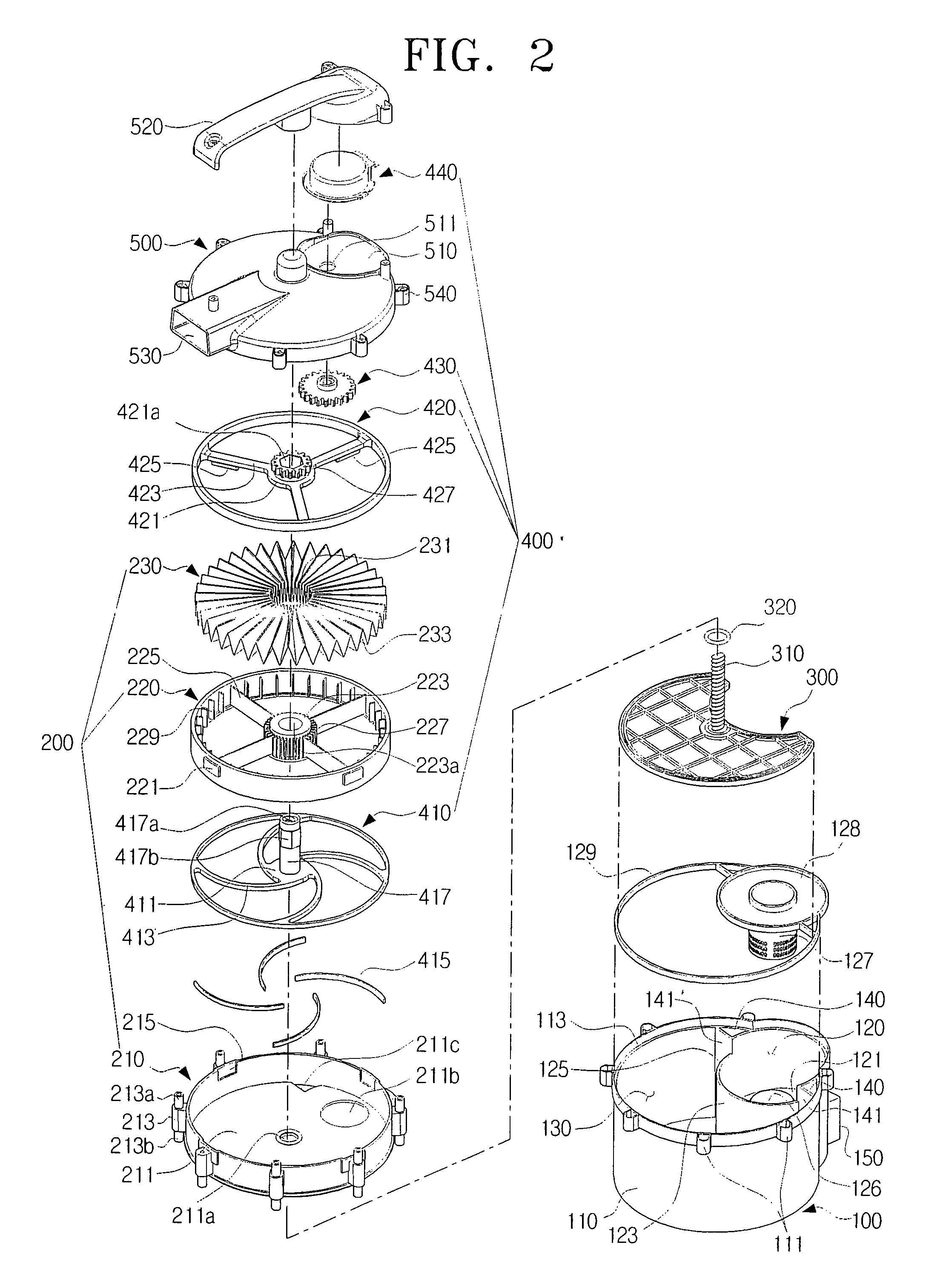 Dust collecting apparatus with combined compacting and filter cleaning for a vacuum cleaner