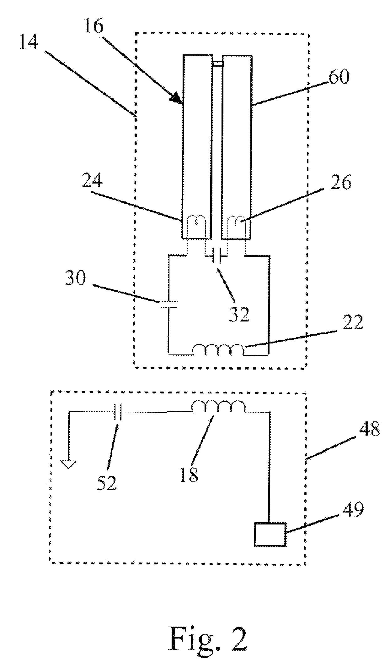 Inductively-powered gas discharge lamp circuit