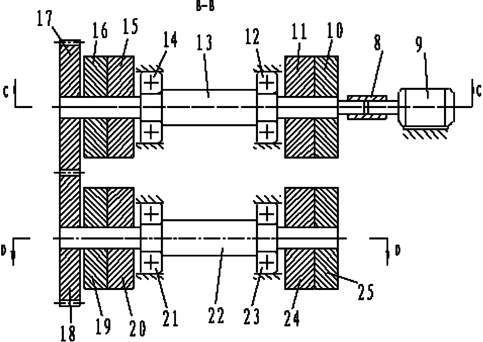 Vertical double-swing-shaft four-disc-cam four-oscillating-bar knuckle bearing high-speed testing machine