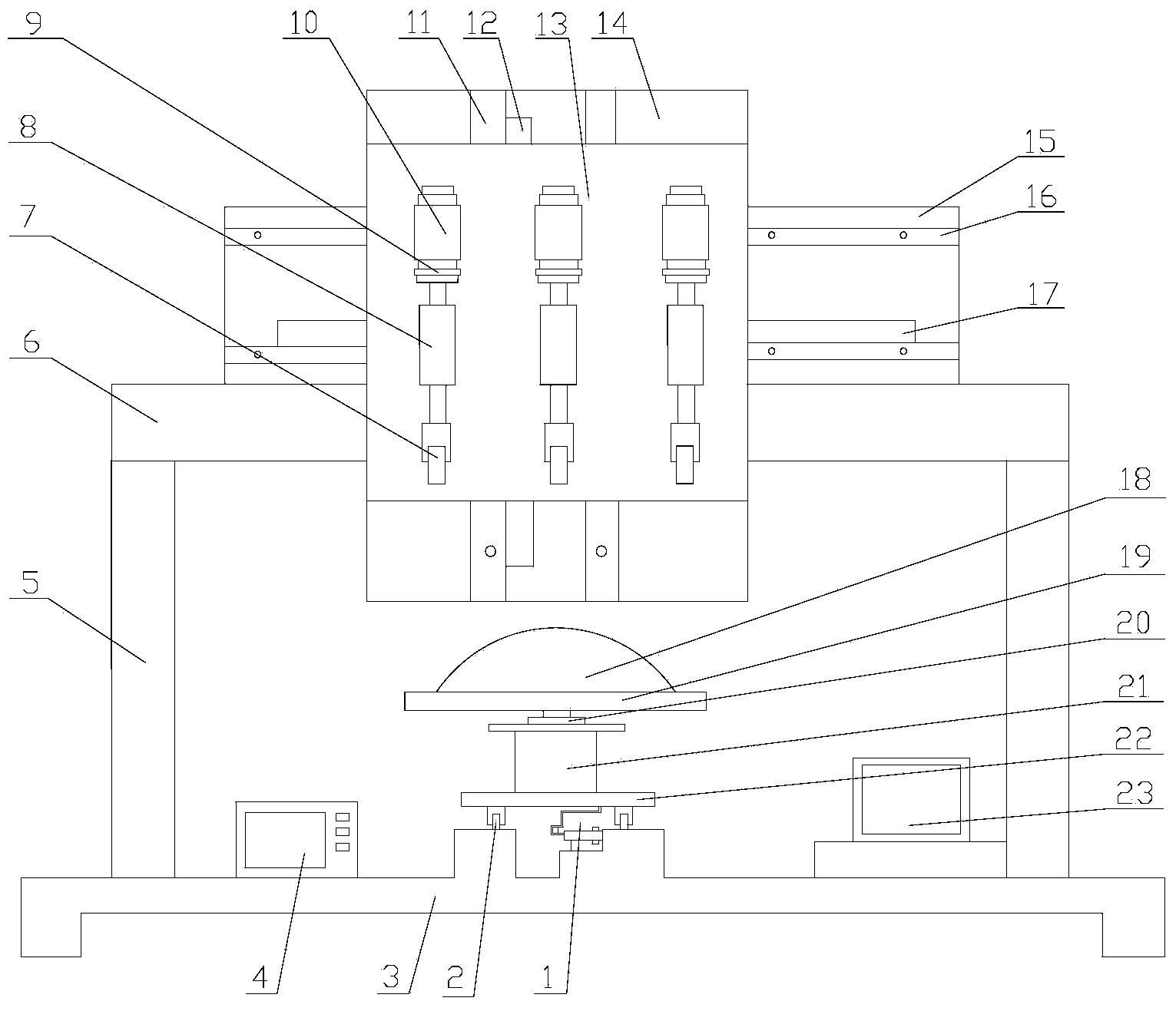 One-time splicing measurement device of large-aperture optical element profile