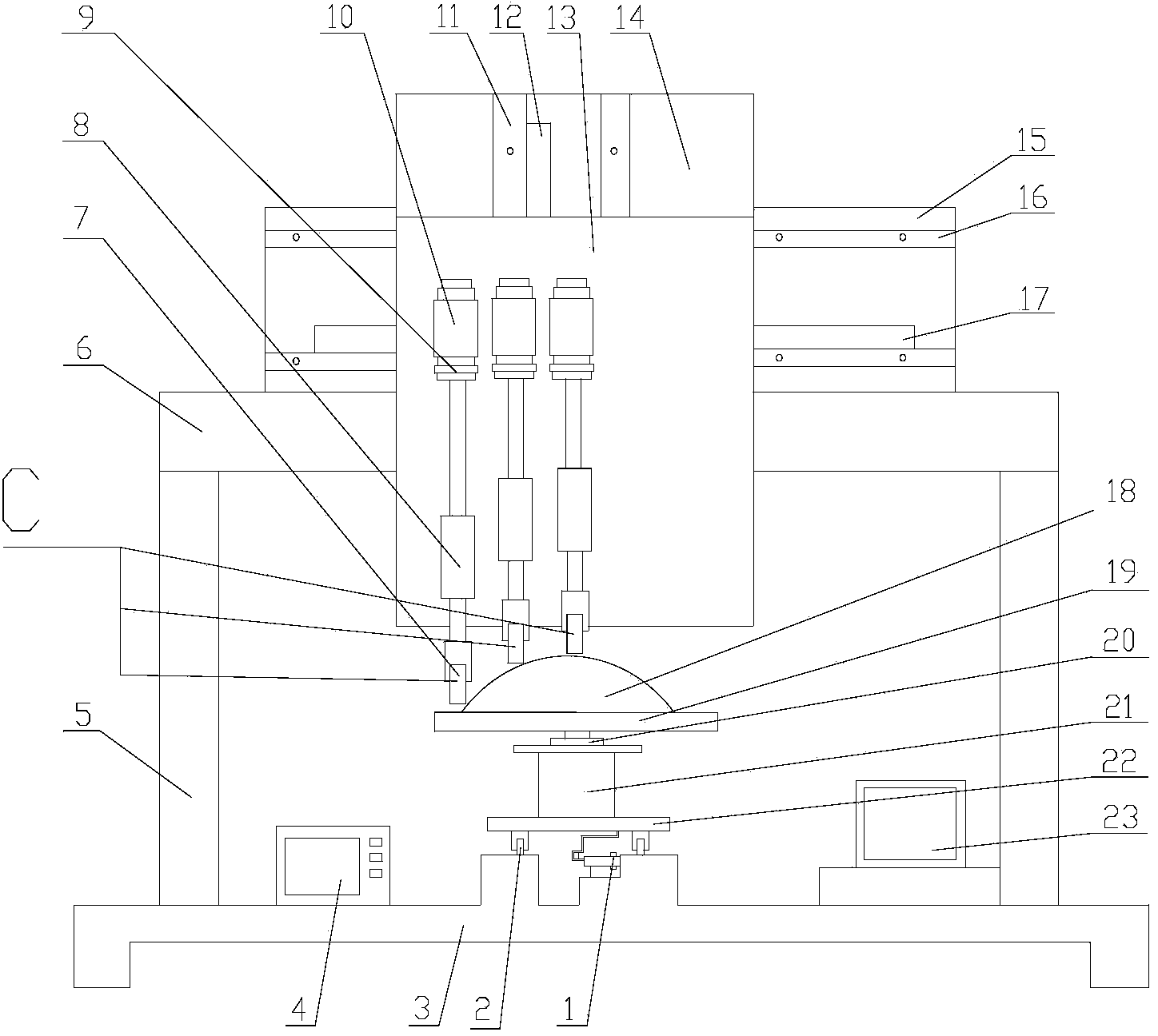 One-time splicing measurement device of large-aperture optical element profile