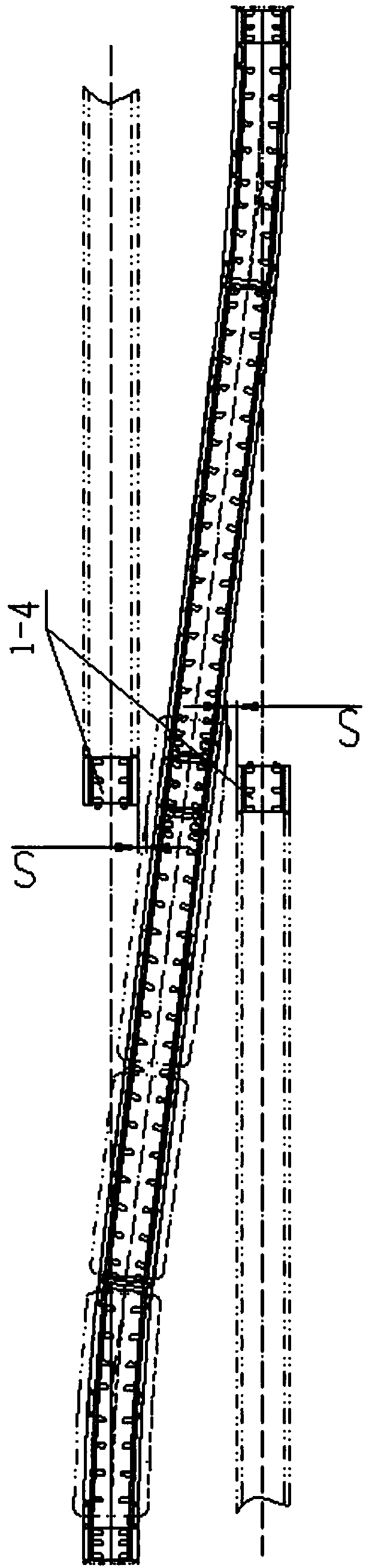 Medium and low speed maglev small line spacing single crossing line turnout