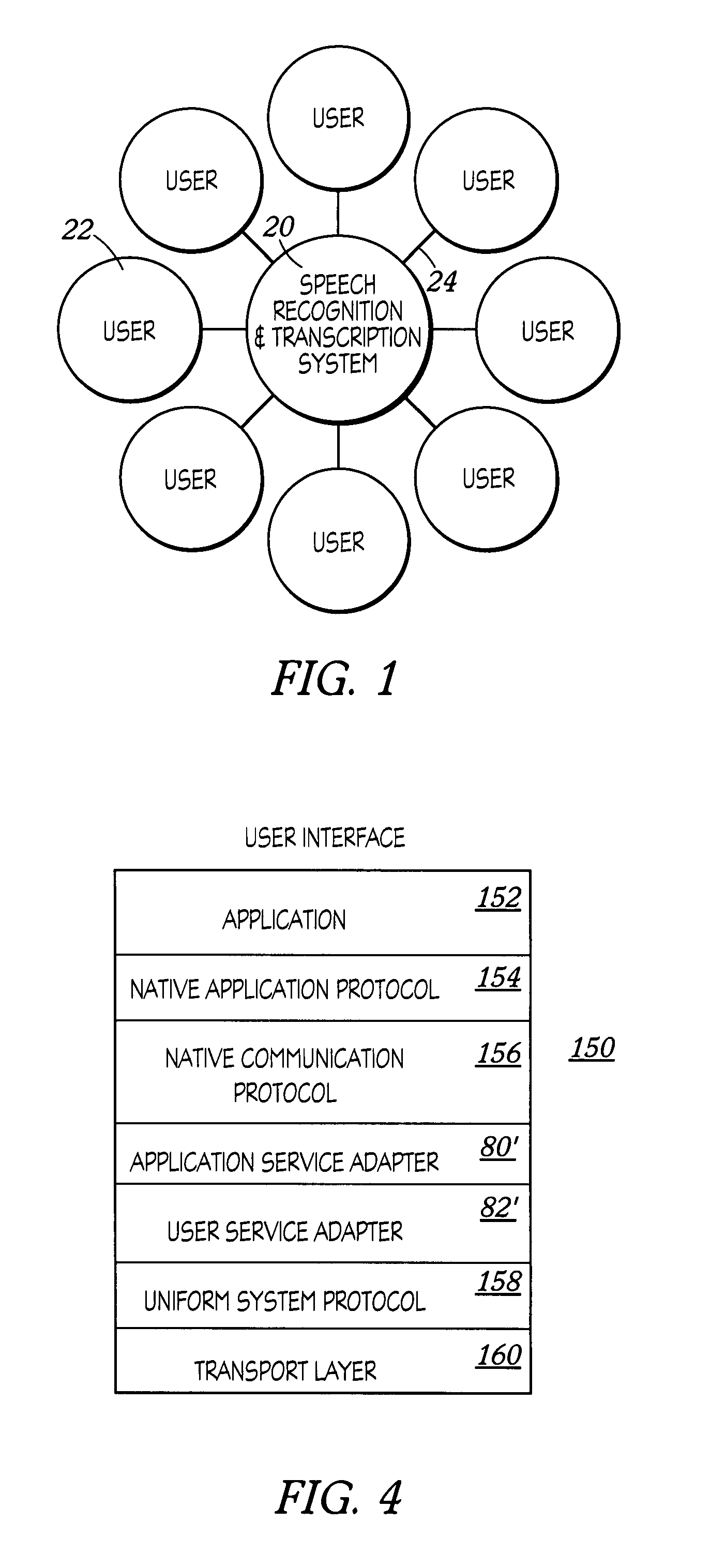 Speech recognition and transcription among users having heterogeneous protocols