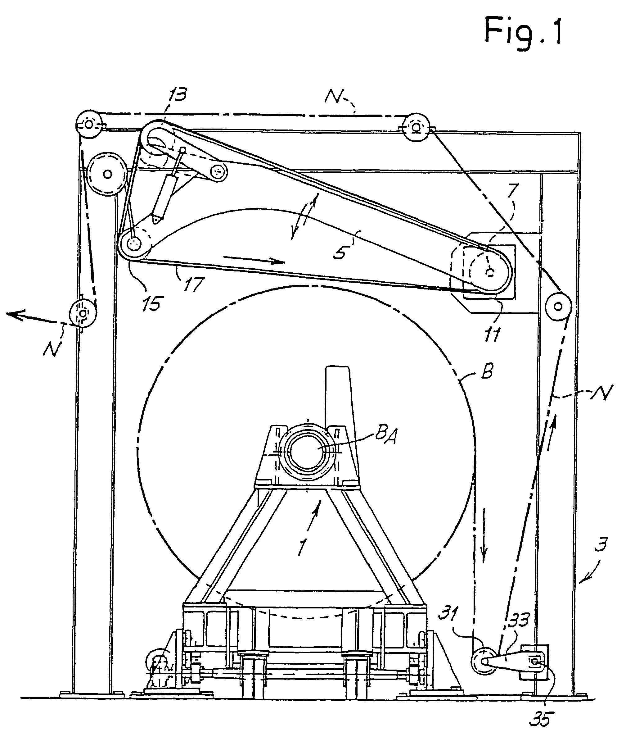 Device and method for controlling the tension of a weblike material