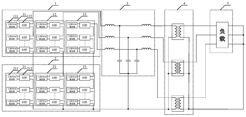 Converter topology structure for large megawatt power grid characteristic real-time simulation device