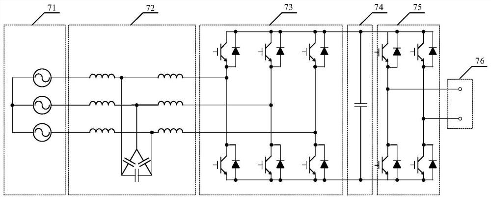 Converter topology structure for large megawatt power grid characteristic real-time simulation device