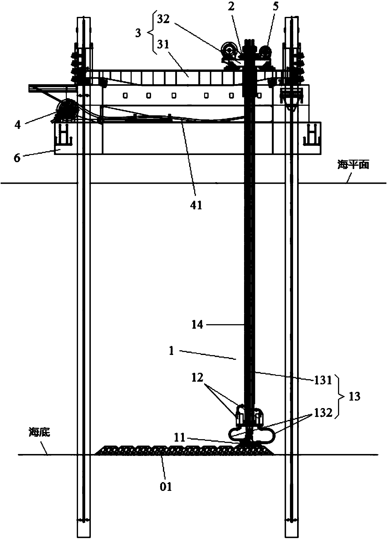 Dredging system for offshore deepwater laid gravel bed surface and dredging vessel