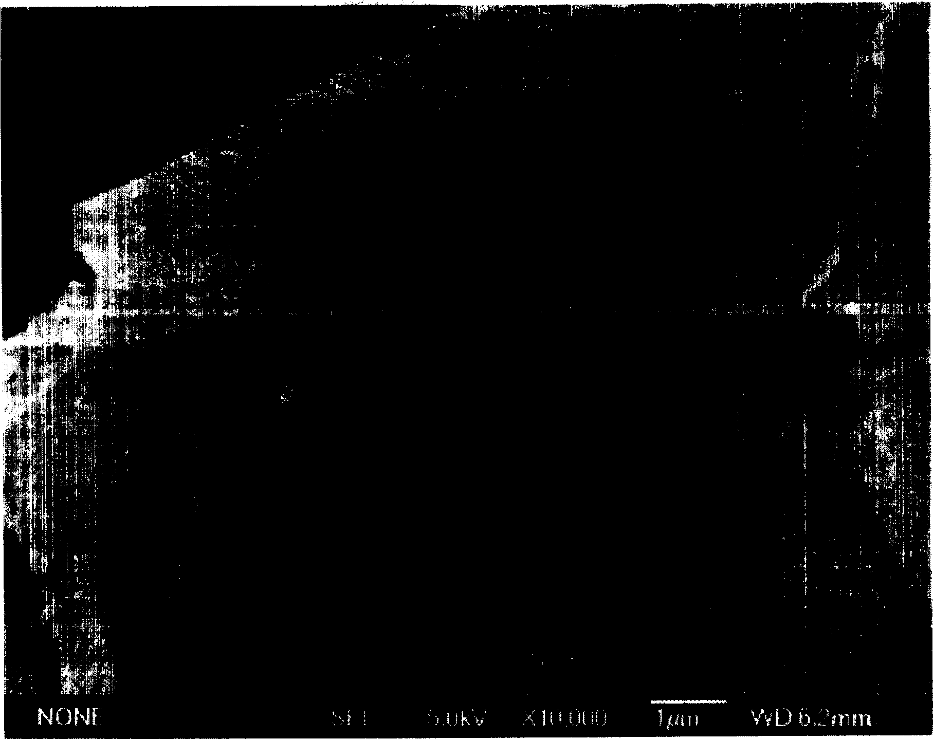 No-fluff wool fabric of fiber with surface nano structure and its prepn