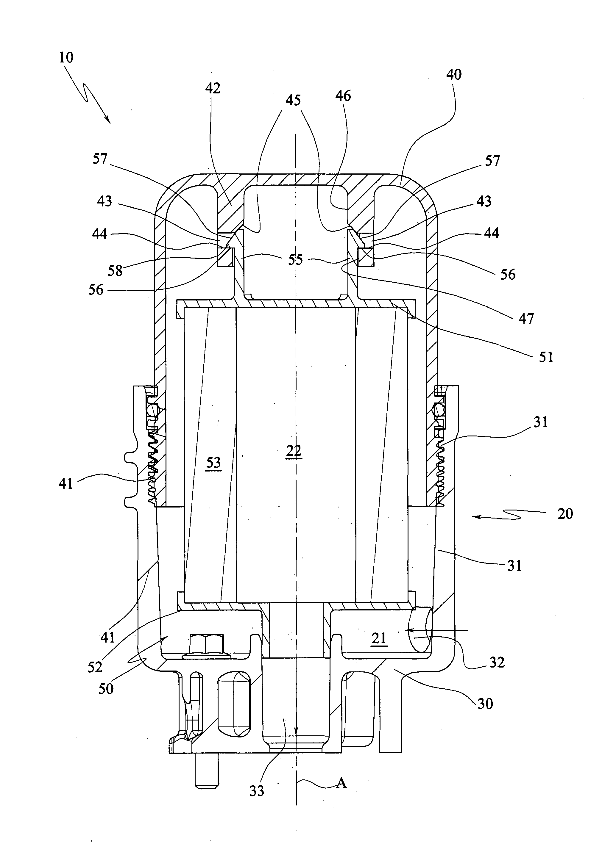 Filtering unit and relative filtering cartridge