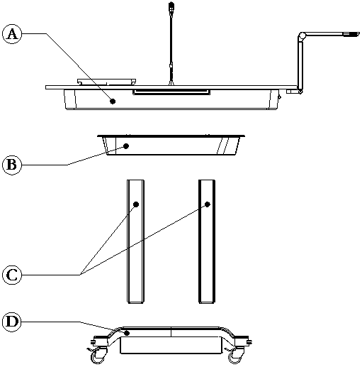 Platform with double-rod lifting function and tiltable top