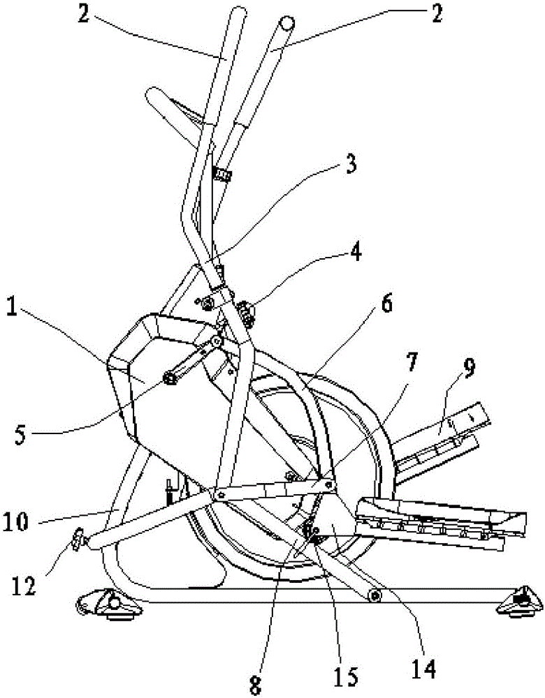 Climbing machine with movement tracks adjustable