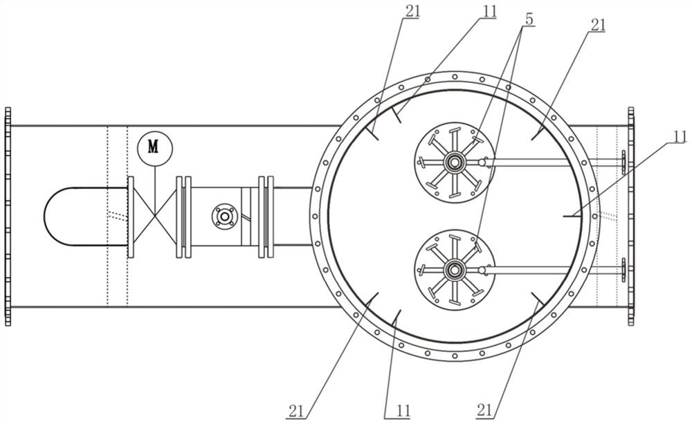 Double-chamber three-dimensional powerful mechanical pipeline mixer