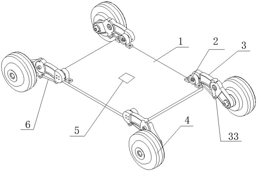 Swinging arm type unmanned four-wheel driving platform