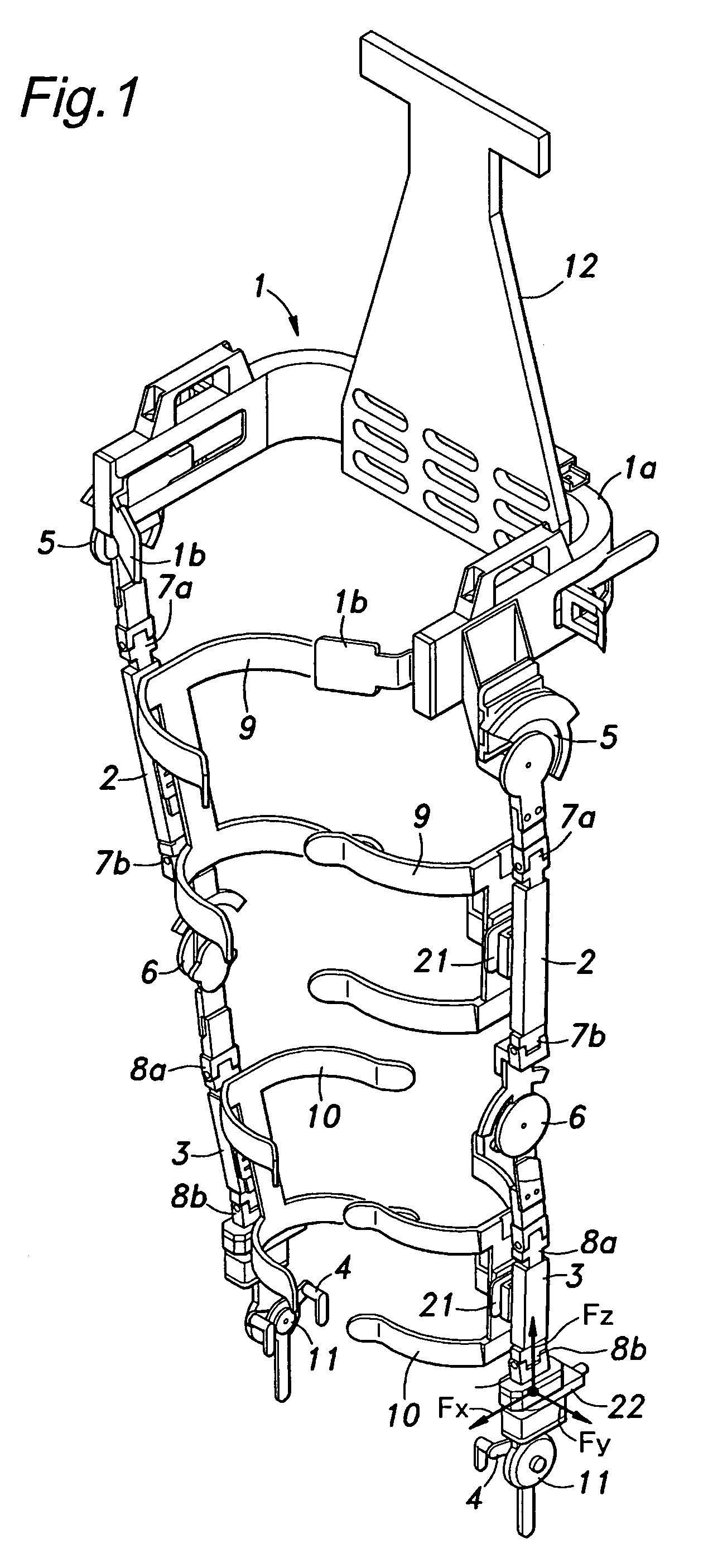 Walking assistance device provided with a force sensor