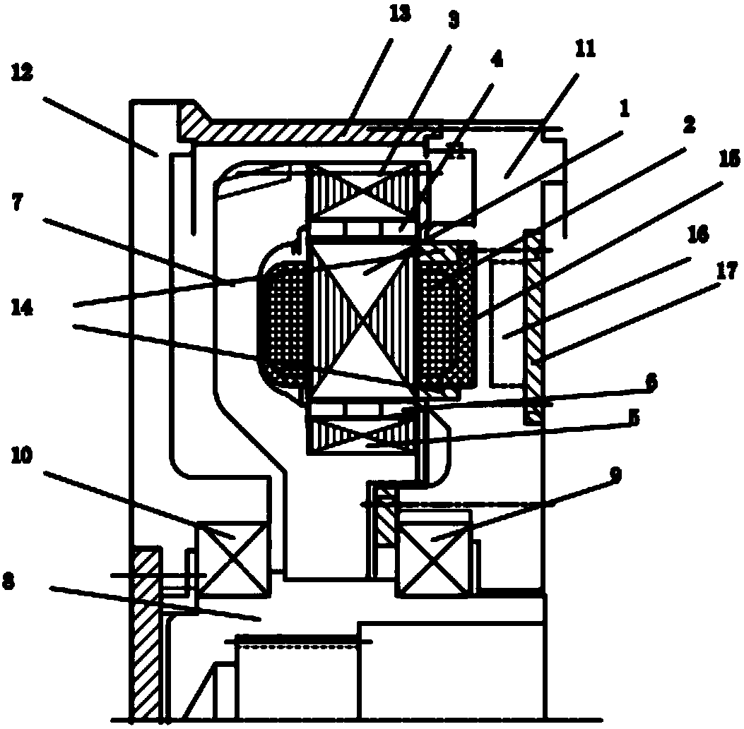 Radial magnetic field stator yoke-free double-rotor disc type permanent magnet synchronous motor