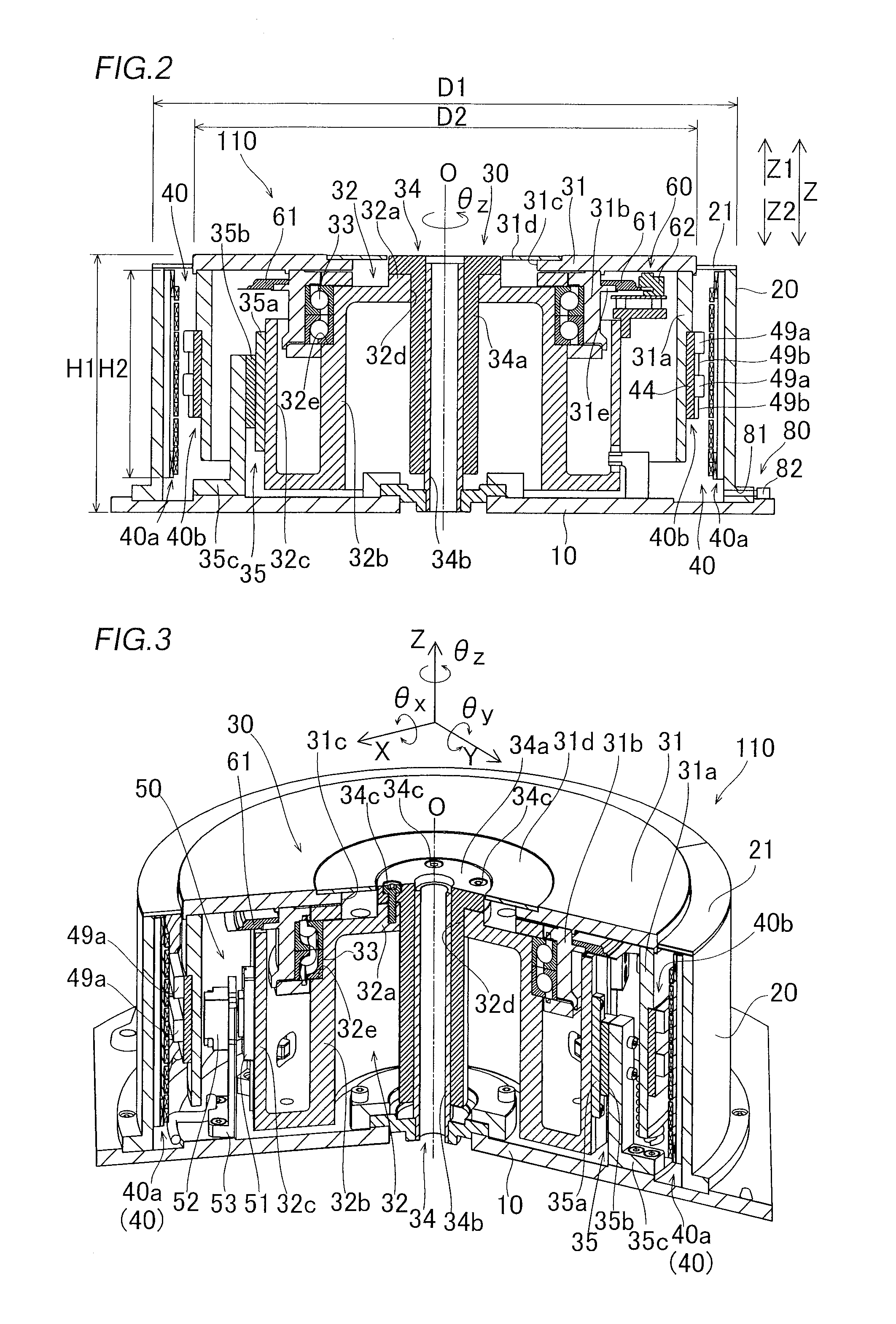 Theta z drive apparatus and stage apparatus