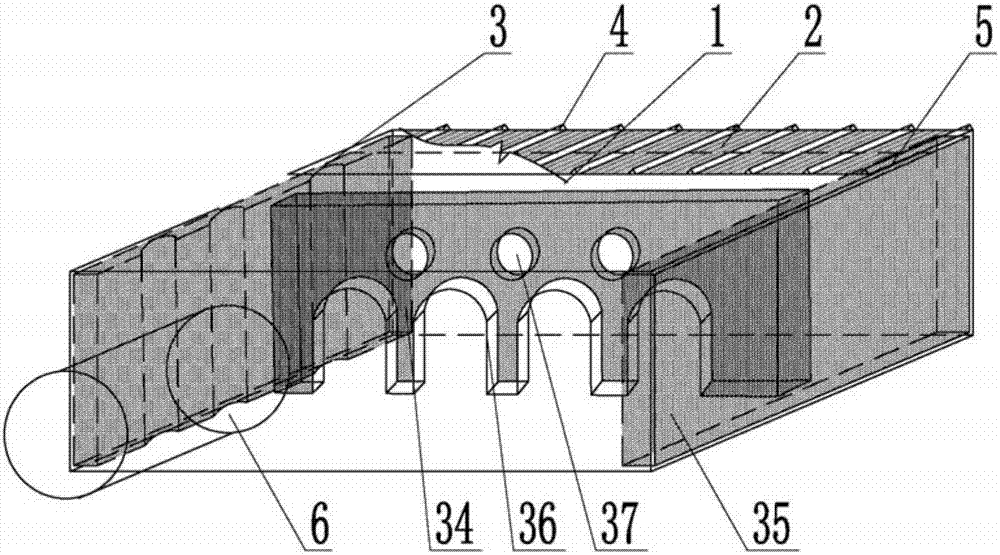 Cavity floor with supporting steel mesh bodies with holes