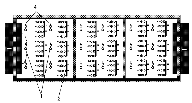 Oxygen content distribution field continuous online analyzing device of hearth of industrial heating furnace and method