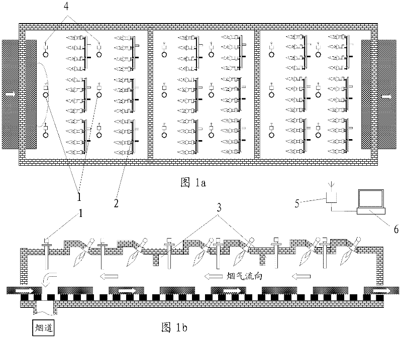 Oxygen content distribution field continuous online analyzing device of hearth of industrial heating furnace and method