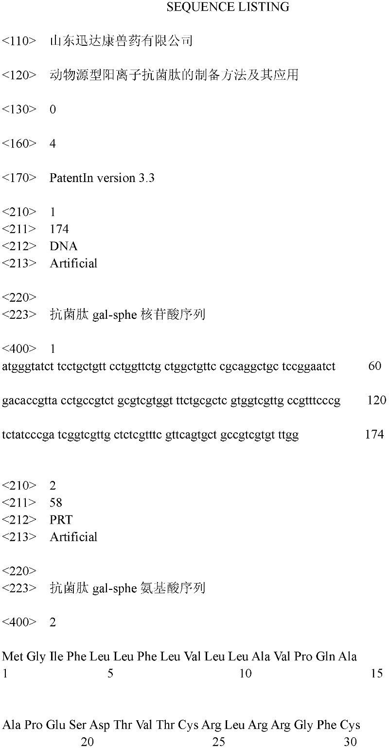 Preparation method and application of animal-derived cationic antimicrobial peptides