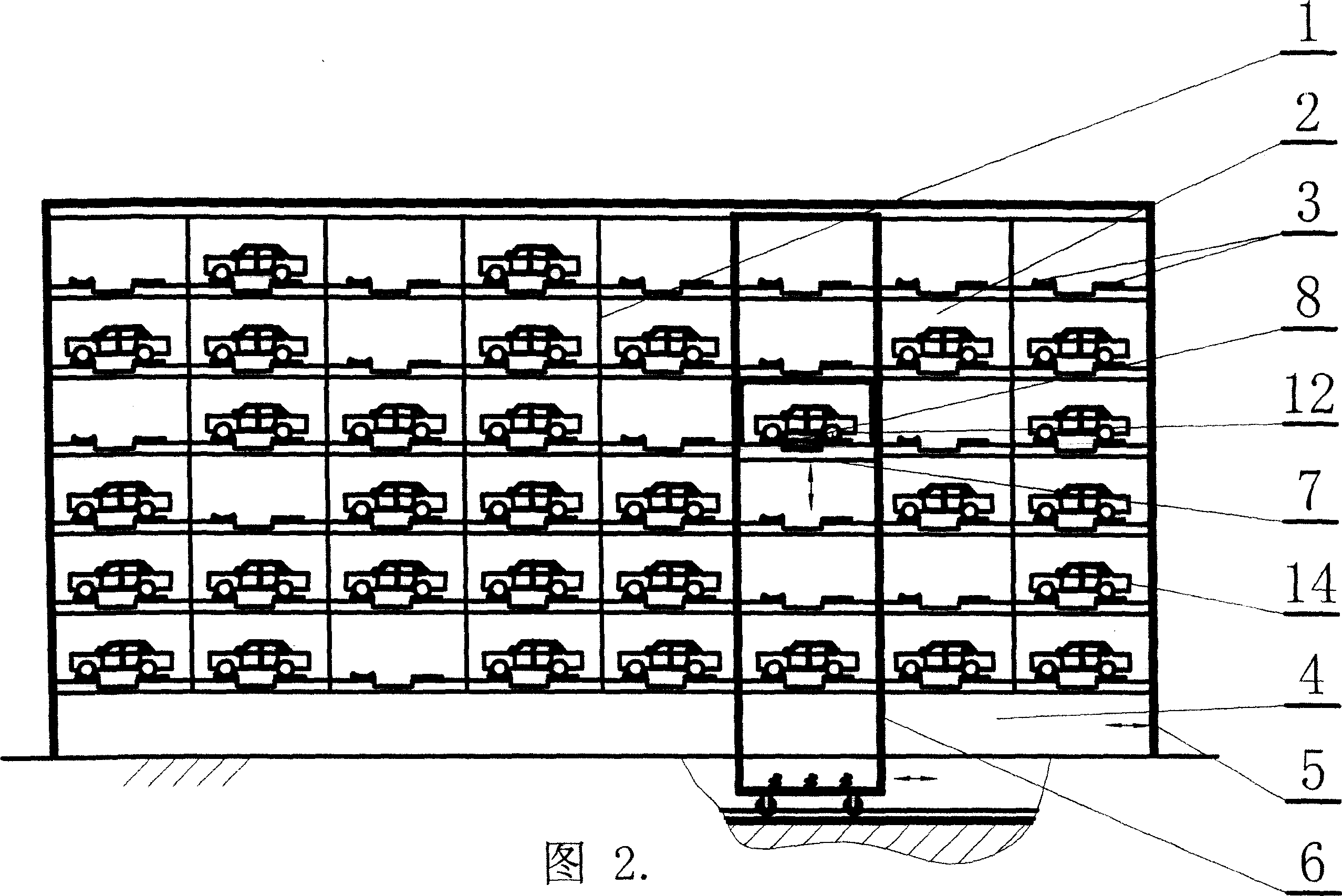 Single lane stacker transport apparatus taking sending type rollaway parking equipment