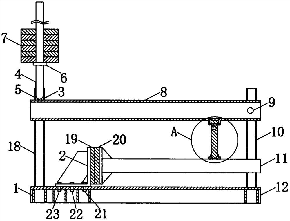 Interface debonding detection test device based on FBG optical fiber sensing