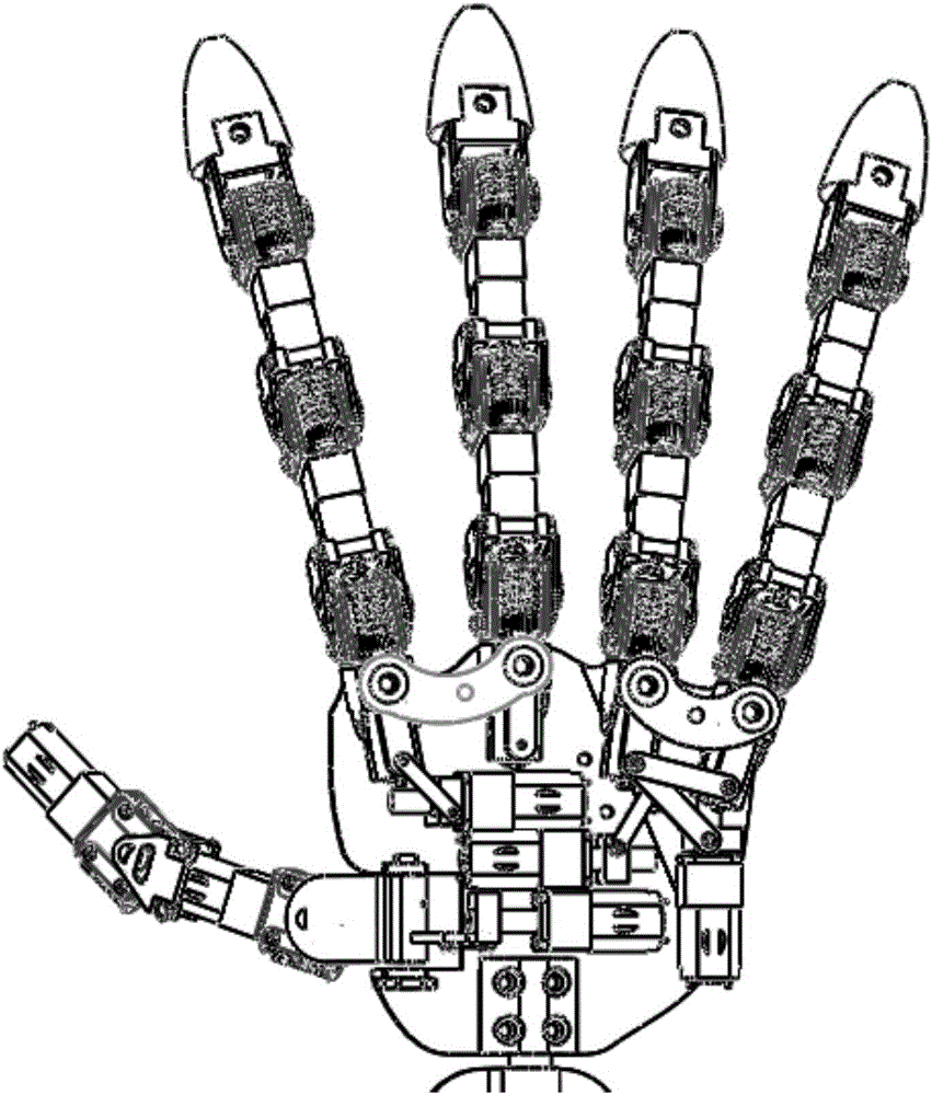 Finger side swinging and opposing mechanism of five-finger dextrous hand based on screw linkage mechanism