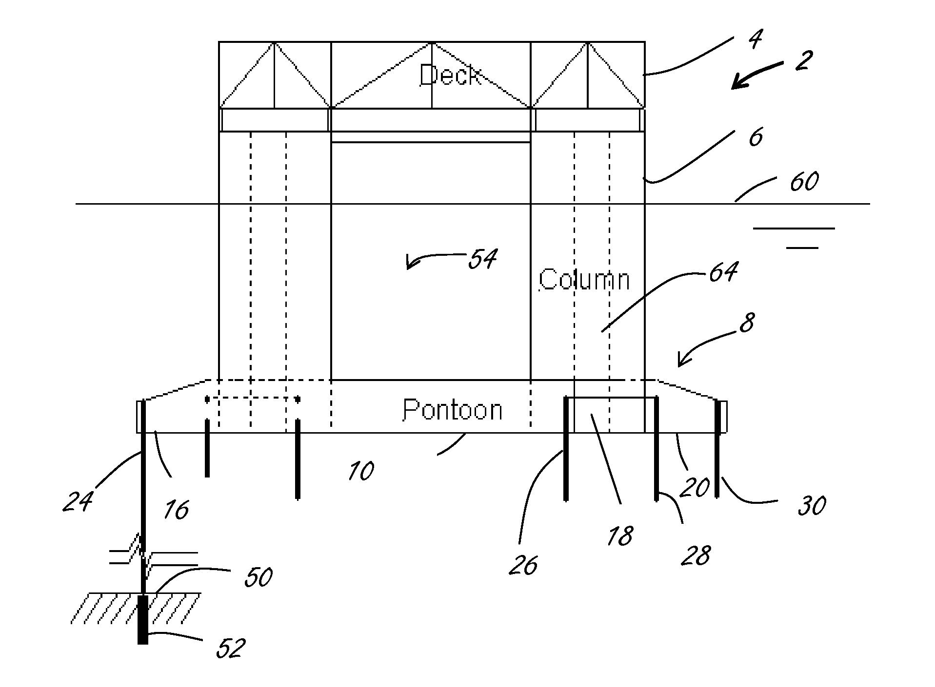 System for increased floatation and stability on tension leg platform by extended buoyant pontoons