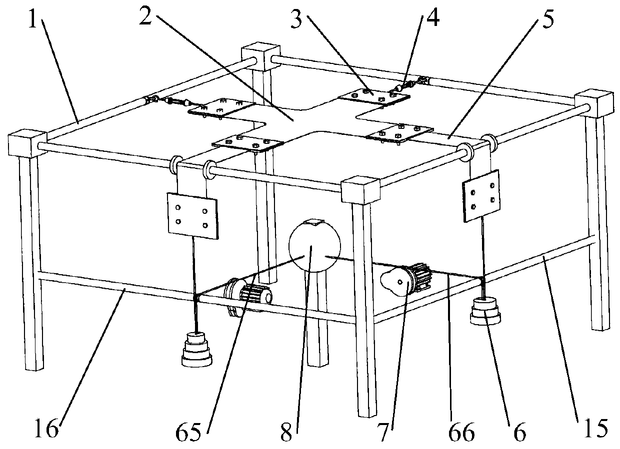 Test device for biaxial stress fatigue loading of flexible fiber enhanced thin film