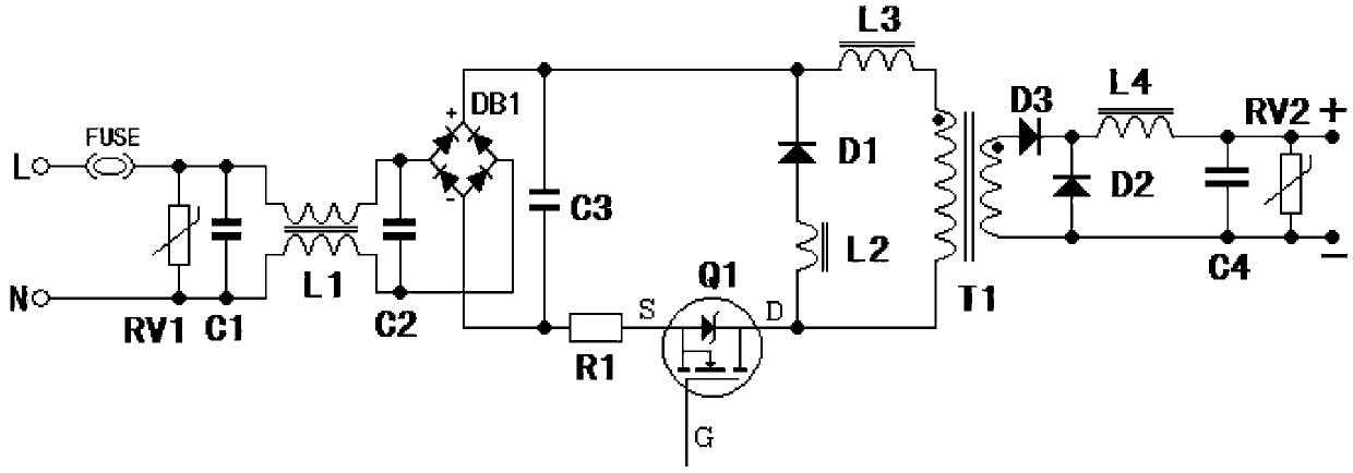 A series topology LED switching power supply circuit