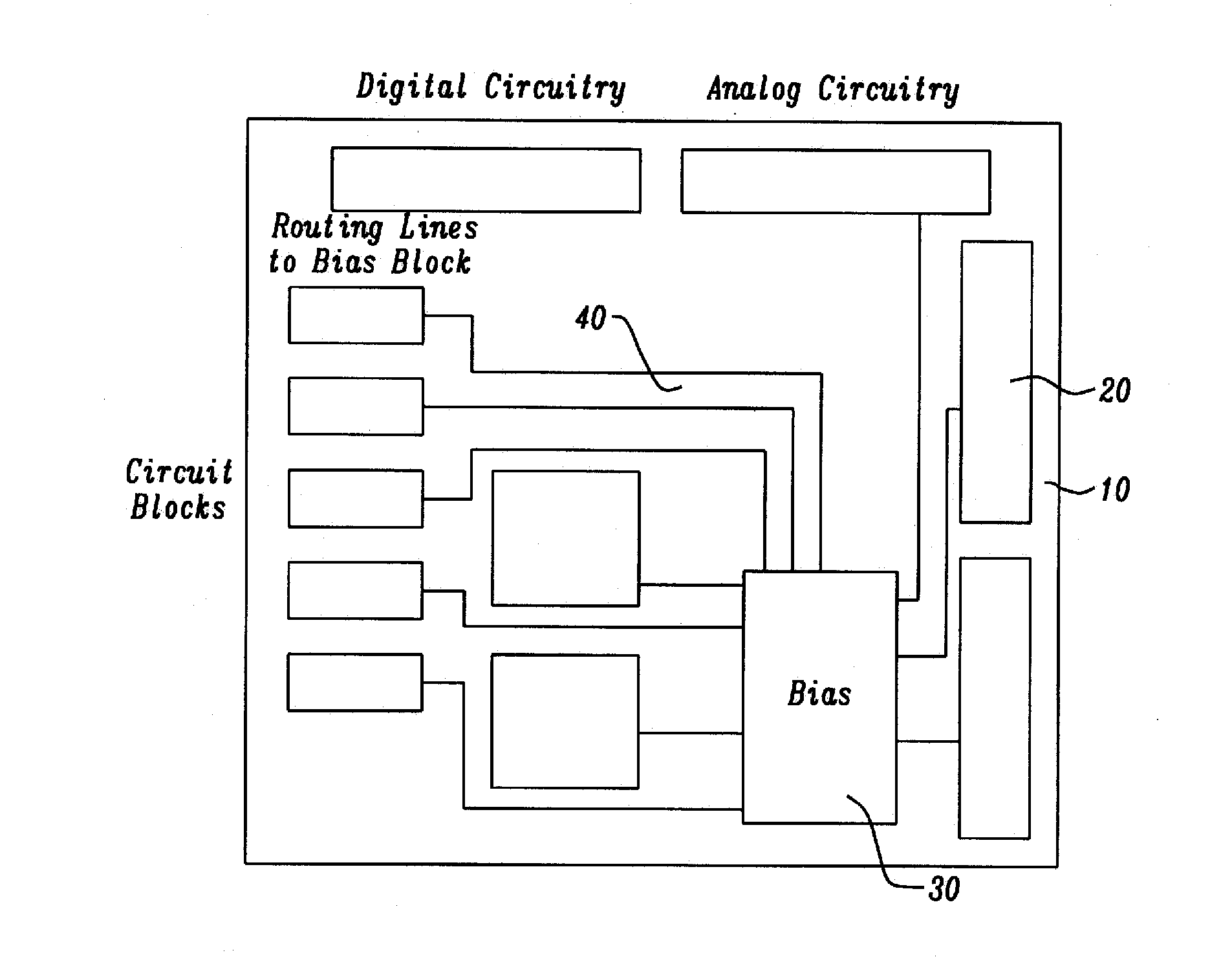 Apparatus and Method for a Voltage Regulator with Improved Power Supply Reduction Ratio (PSRR) with Reduced Parasitic Capacitance on Bias Signal Lines