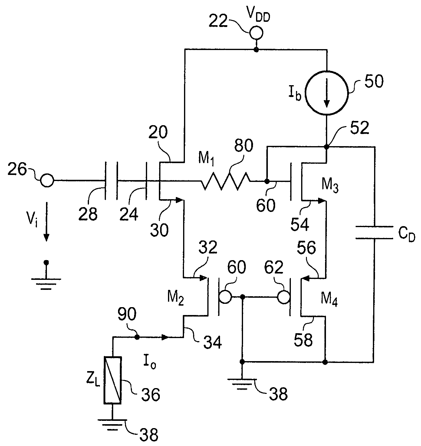 Negative gm circuit, a filter and low noise amplifier including such a filter