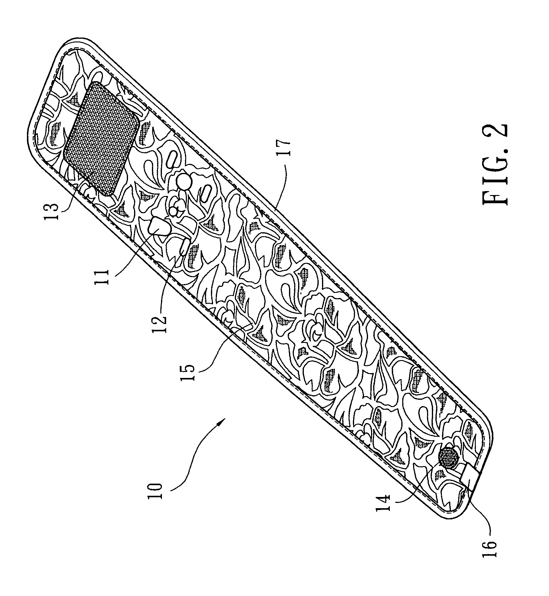 Stamp structure of a pattern on a surface of wrist band of a haemonamometer