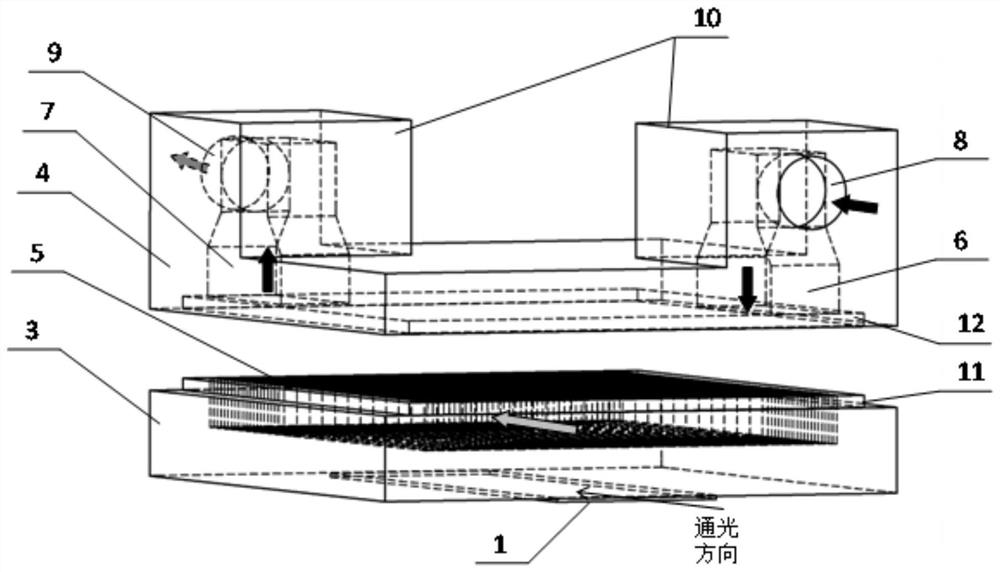 Snake-shaped micro-channel radiator for laser long-strip-shaped crystal