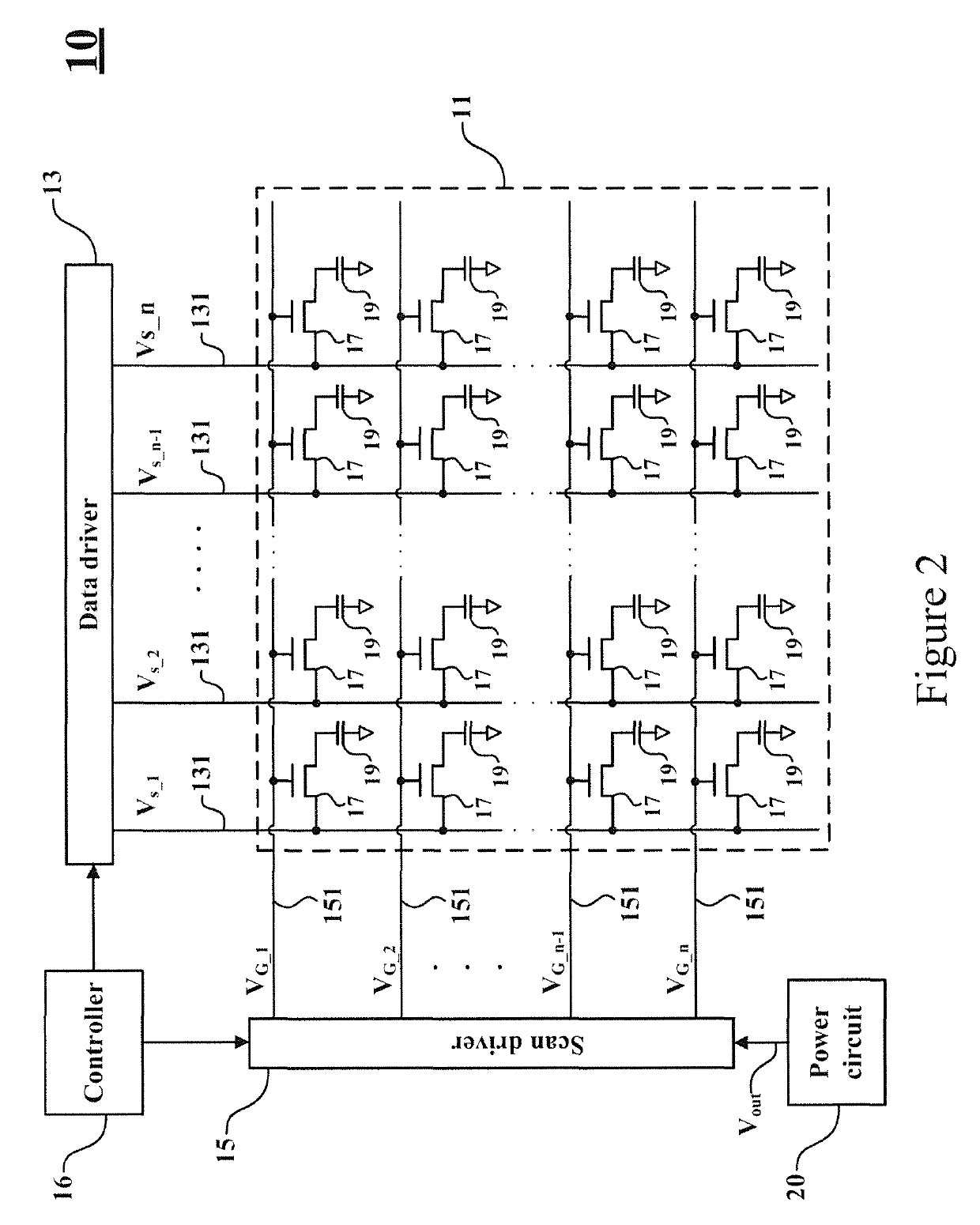 Power circuit of displaying device