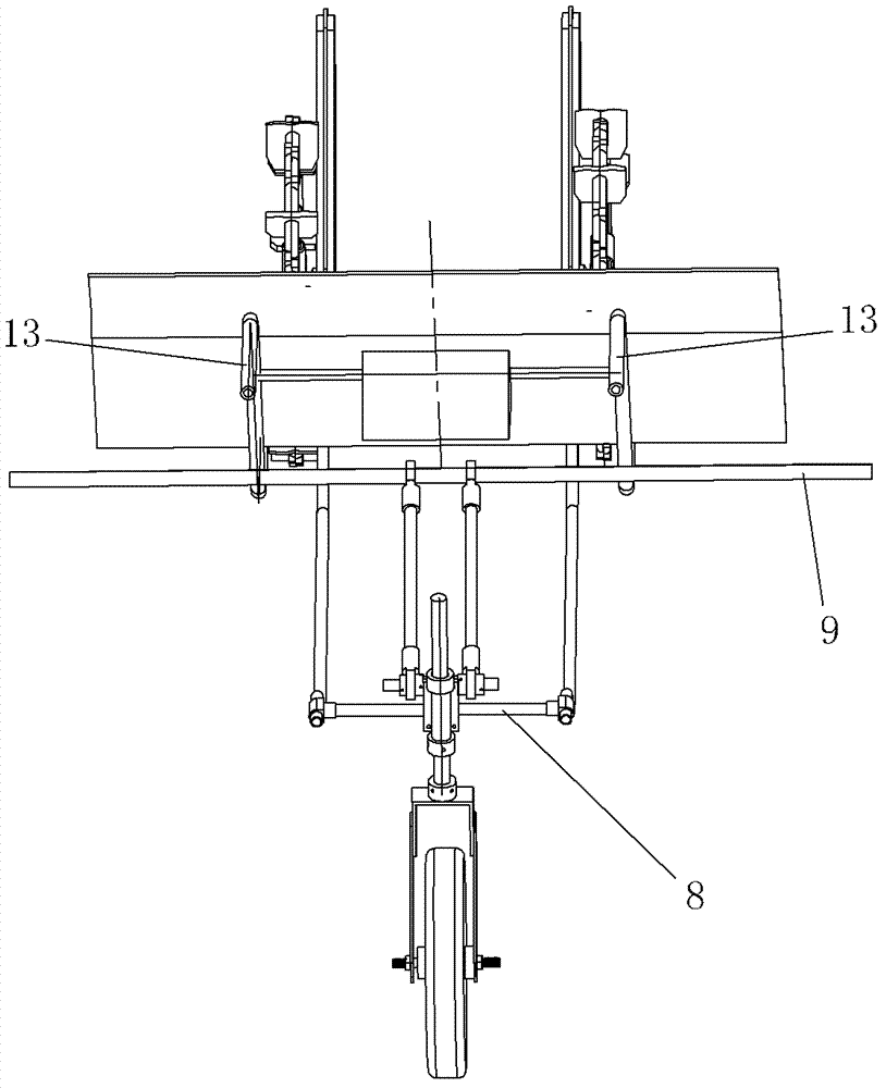 Walking type rice seedling planter traveling mechanism with machine frame capable of doing up-and-down movement