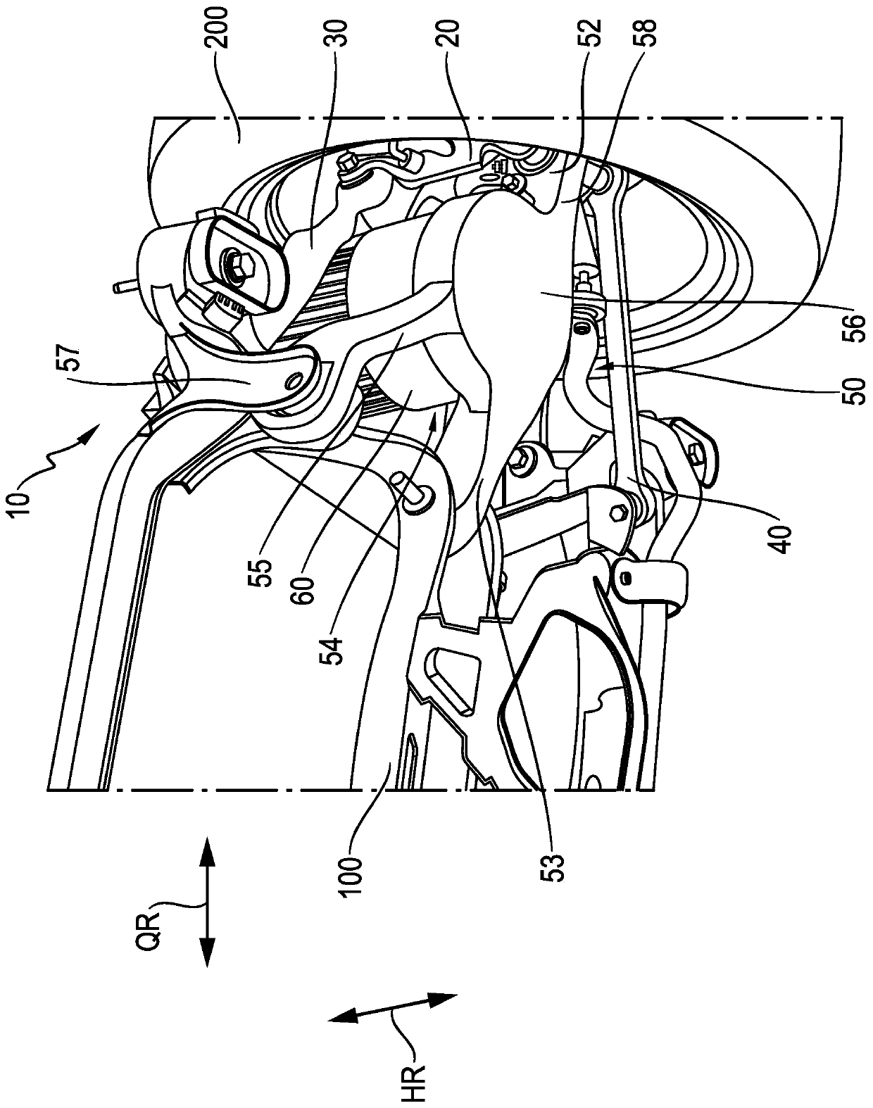 Axle device for connection of wheel to body of vehicle